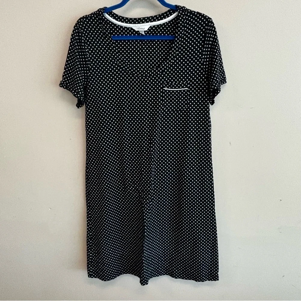 Soma Black Dress Slip Pajama. Cute polka dot - black & White Dots. Size Medium